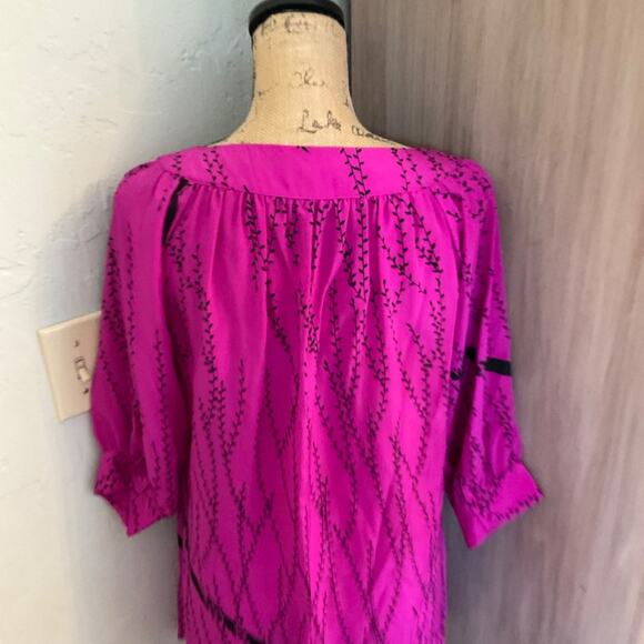 Silk Lux floral tunic square scoop neck pink black Y2k 100% silk top mini dress - Picture 16 of 16